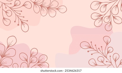 Hand drawn floral foliage design, featuring soft and calming colors, perfect for creating a graceful, nature-inspired backdrop.