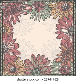 Hand drawn  floral frame . All objects are conveniently grouped  and are easily editable.