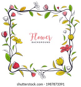Hand drawn floral frame background