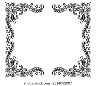 Fondo del marco floral dibujado a mano