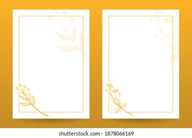 Hand Drawn Floral Frame Border Background Template, Paper Size, Ready to Print, Vector Illustration