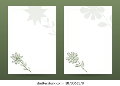 Hand Drawn Floral Frame Border Background Template, Paper Size, Ready to Print, Vector Illustration