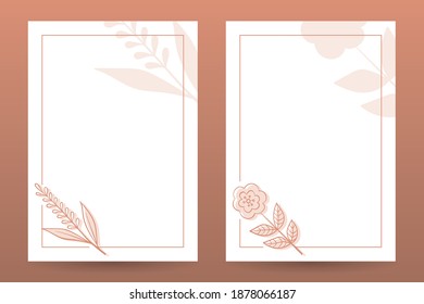 Hand Drawn Floral Frame Border Background Template, Paper Size, Ready to Print, Vector Illustration