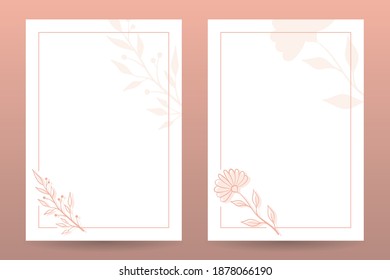Hand Drawn Floral Frame Border Background Template, Paper Size, Ready to Print, Vector Illustration