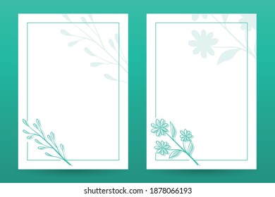 Hand Drawn Floral Frame Border Background Template, Paper Size, Ready to Print, Vector Illustration