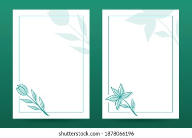 Hand Drawn Floral Frame Border Background Template, Paper Size, Ready to Print, Vector Illustration