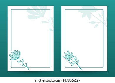 Hand Drawn Floral Frame Border Background Template, Paper Size, Ready to Print, Vector Illustration