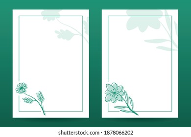 Plantilla de fondo de borde de marco floral dibujada a mano, tamaño de papel, lista para imprimir, ilustración vectorial