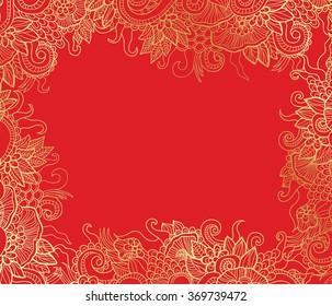Hand drawn floral frame. Creative background.