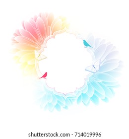 Hand drawn floral frame with daisy flowers  and butterflies. Vector illustration. Element for design.