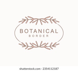 Marco floral dibujado a mano. Elegante corona vintage. Ilustración vectorial, elementos de decoración botánica para logotipo, etiqueta, identidad corporativa, marca, invitación a boda, tarjeta de saludo, guardar la fecha