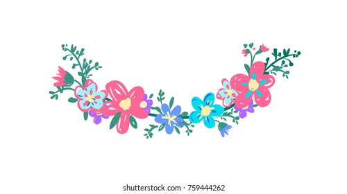 Hand drawn floral frame, flowers vector illustration
