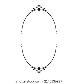 Hand drawn floral frame isolated on white background, vector. Oval frames of leaves. Doodle style.