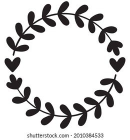 hand drawn floral frame Leaf Wreath logo wedding frame invitation card template 