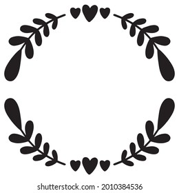 hand drawn floral frame Leaf Wreath logo wedding frame invitation card template 