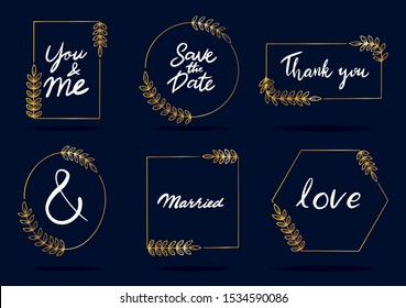 hand drawn floral frame logo wedding frame invitation card template 