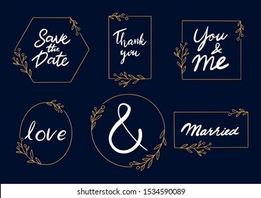 hand drawn floral frame logo wedding frame invitation card template 