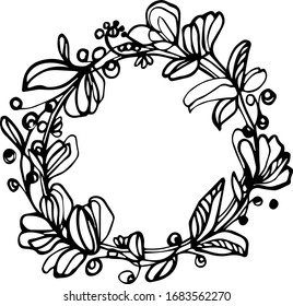 Hand drawn floral frame made in vector illustration decoration art hand wedding nature floral flower frame element romantic card ornate texture artistic summer border pattern design paper
