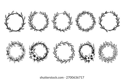 Hand drawn floral frame set