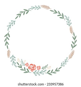 Hand drawn floral frame, vector