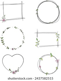 Hand Drawn Floral Frame Vector Collection