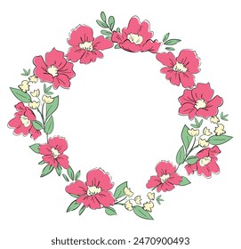 Hand Drawn Floral Frame, vector flowers and leaves, design templates.