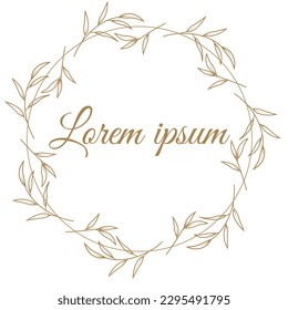 Hand drawn floral frames with flowers, branch and leaves. Wreath. Elegant logo template. Vector illustration for labels, branding business identity, wedding invitation