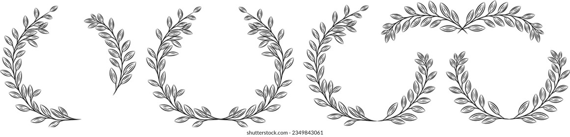 Hand drawn floral frames with flowers, branch and leaves. Elegant logo template. Vector illustration for labels, branding business identity, wedding invitation