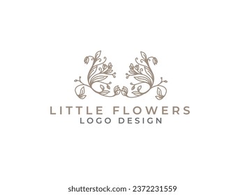 Hand drawn floral frames with flowers, branch and leaves. Elegant logo template. Vector illustration for labels, branding business identity, wedding invitation