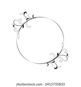 Hand drawn floral frames with flowers, branch and leaves. 