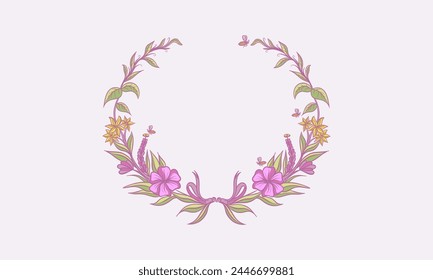 Marcos florales dibujados a mano con flores, ramas y hojas. Elegante Plantilla de logotipo. Ilustración vectorial para las etiquetas, identidad comercial de la marca, invitación de la boda