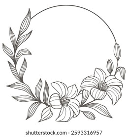 Hand drawn floral frames with flowers,  branch and leaves. Elegant logo template. Vector illustration for labels, 
branding business identity, wedding invitation