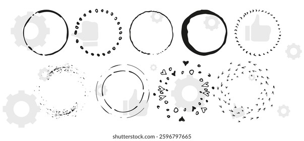 Hand drawn floral frames with flowers, branch and leaves. Wreath. Elegant logo template. Vector illustration for labels, branding business identity, wedding invitation