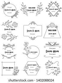 Hand drawn floral frames set for branding
