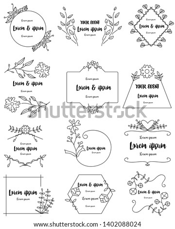 Hand drawn floral frames set for branding
