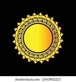 Hand Drawn Floral Gold Coloured Mandala. Modern and Minimalist Mandala with Bright Colours