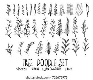Hand drawn floral isolated. Vector sketch black and white background illustration icon doodle
