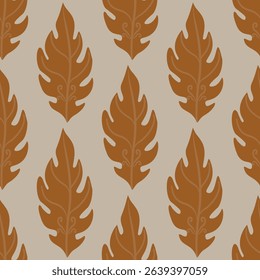 Hand drawn Floral leaf seamless patterns for fabric, textiles, clothing, wrapping paper, cover, banner, interior decor, retro abstract backgrounds