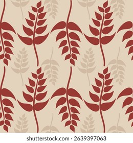 Hand drawn Floral leaf seamless patterns for fabric, textiles, clothing, wrapping paper, cover, banner, interior decor, retro abstract backgrounds