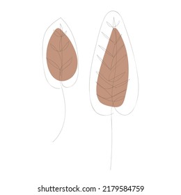 hand drawn floral leaves and flowers one line art
