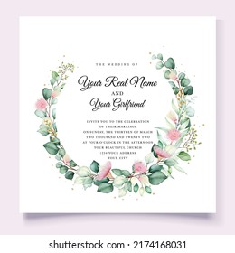 hand drawn floral and leaves invitation card set