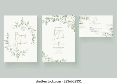 hand drawn floral lily and roses card template