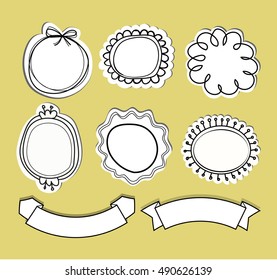 hand drawn floral lines borders set. vector design elements