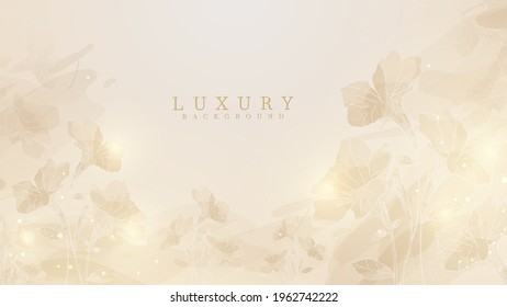 Hand drawn floral lines with watercolor background. Luxury style concept. vector illustration. - Shutterstock ID 1962742222