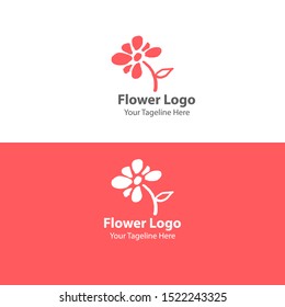 Hand Drawn Floral Logo Element. Modern Flower Logo. Flat Flower Logo.