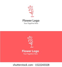 Hand Drawn Floral Logo Element. Modern Flower Logo. Flat Flower Logo.