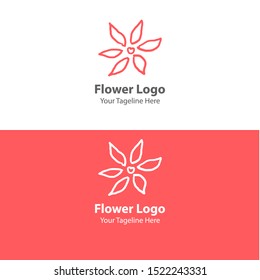 Hand Drawn Floral Logo Element. Modern Flower Logo. Flat Flower Logo.