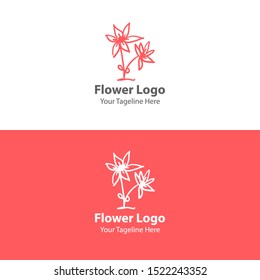 Hand Drawn Floral Logo Element. Modern Flower Logo. Flat Flower Logo.