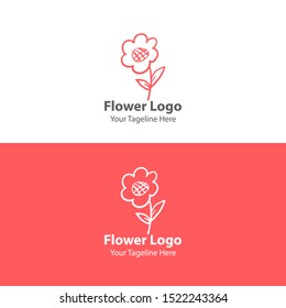 Hand Drawn Floral Logo Element. Modern Flower Logo. Flat Flower Logo.