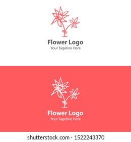 Hand Drawn Floral Logo Element. Modern Flower Logo. Flat Flower Logo.